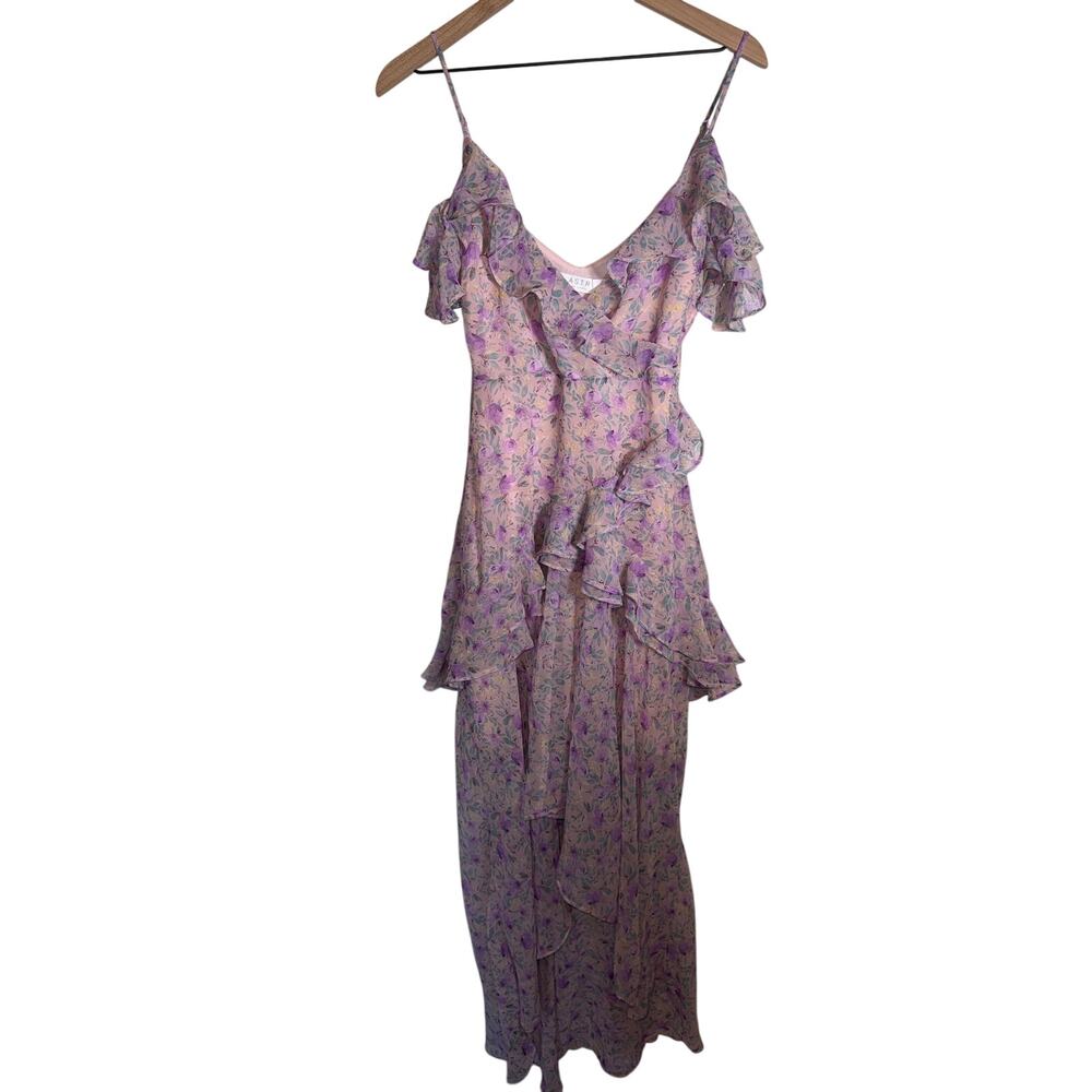 ASTR THE LABEL Autumn Wedding Guest Lavender Floral Ruffled Women's Dress XS